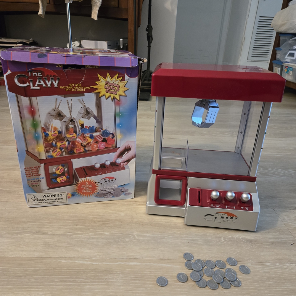 The Claw Red and Silver Arcade Game for Kids, Pre-owned.